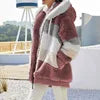 10 Colors S-5XL Plus Size Winter Warm Ladies Jacket Autumn Winter Long Sleeve Women  Block Zipper Fluff Hooded Outerwear Coats Women Winter Clothing Supplies