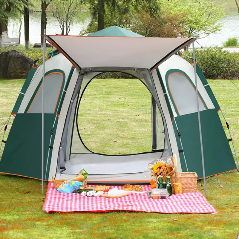 NEW Arrivals 3-4 and 5-8 Persons 3 Colors Polar Everest Outdoor Tent Camping Automatic Folding  Rainproof Hexagonal Design Thickened Oxford Fabric for Park Picnics Camping Vacations