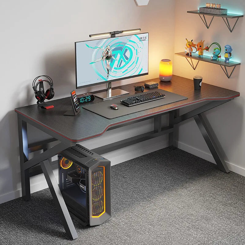 NEW Home Carbon Fiber Textured Gaming Office Desk Minimalist Bedroom Study Writing Table 140cm Office Computer Storage Organizer Home Use