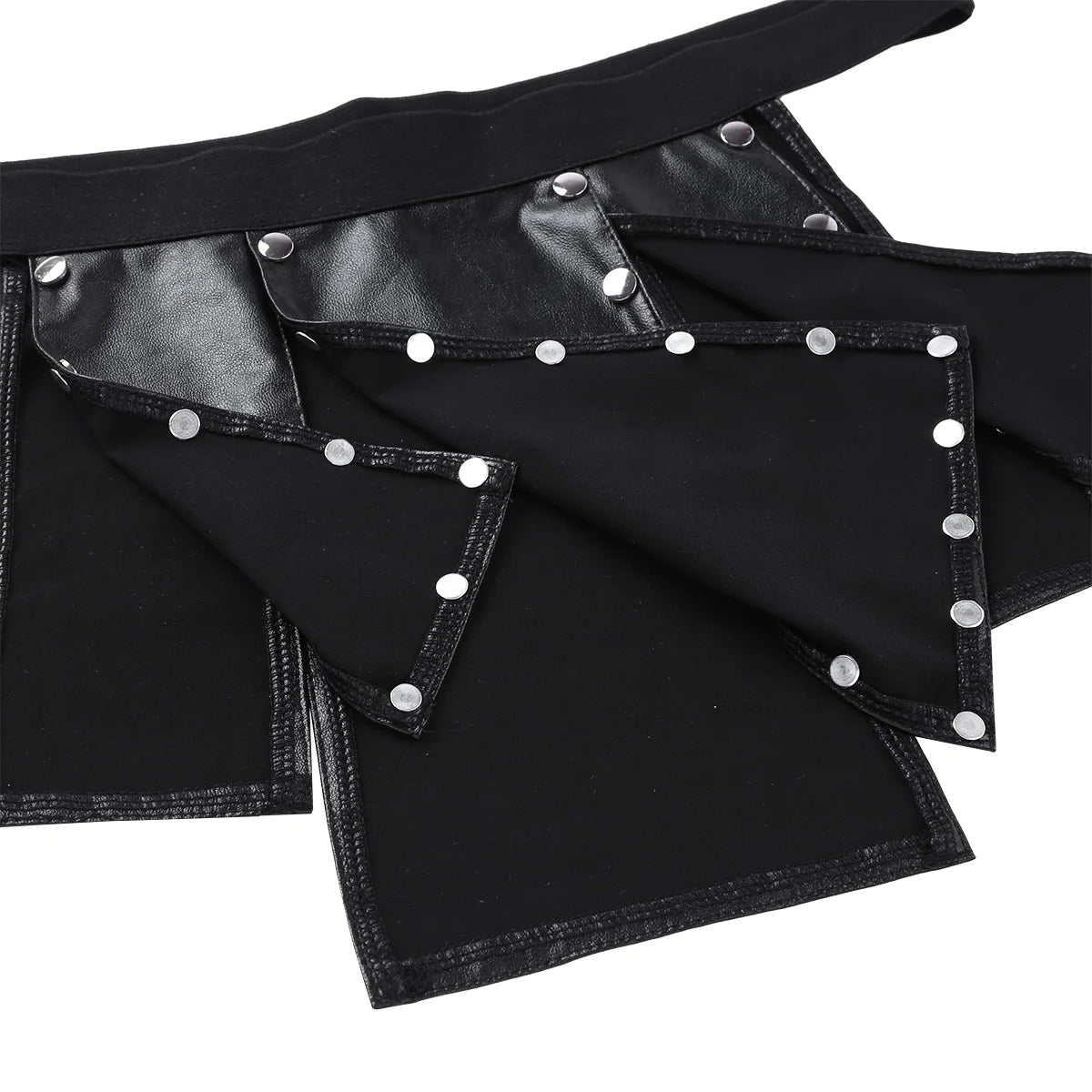 Gay/Men Sexy Lingerie Low Rise Faux Leather Soft Novelty Metal Studded Kilt Underwear Skirt Adult Clubwear Rave Party Costume Hot