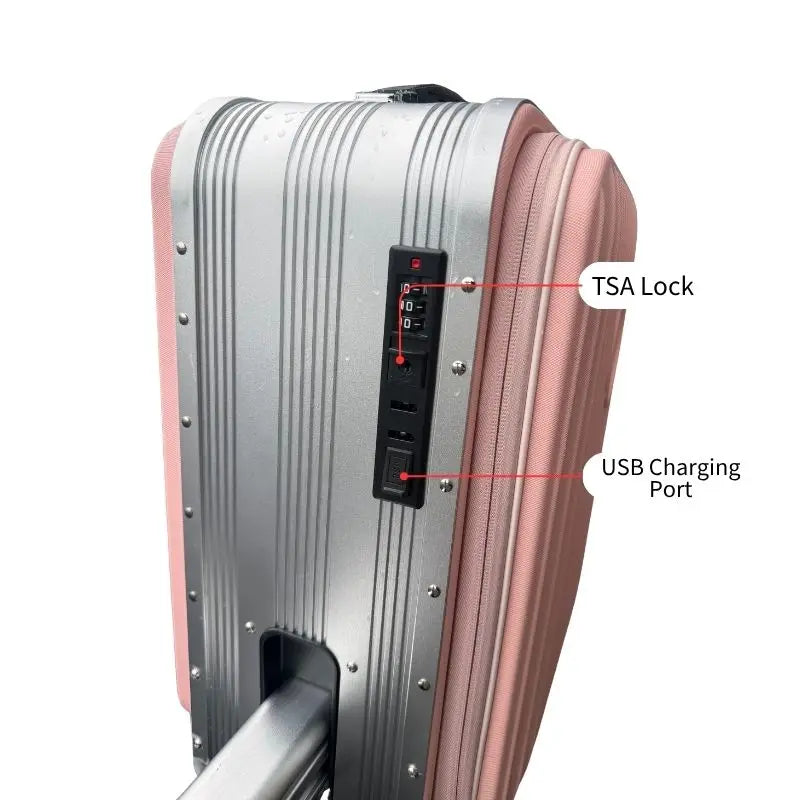 Black/Silver/Pink Color Electric USB Luggage Electronic Scooter Suitcase 20in Ride on Cabin Bag 100% Logo Embroidery Color Vacations Travel Airport Runway Spinner Caster Electric Scooter Suitcase