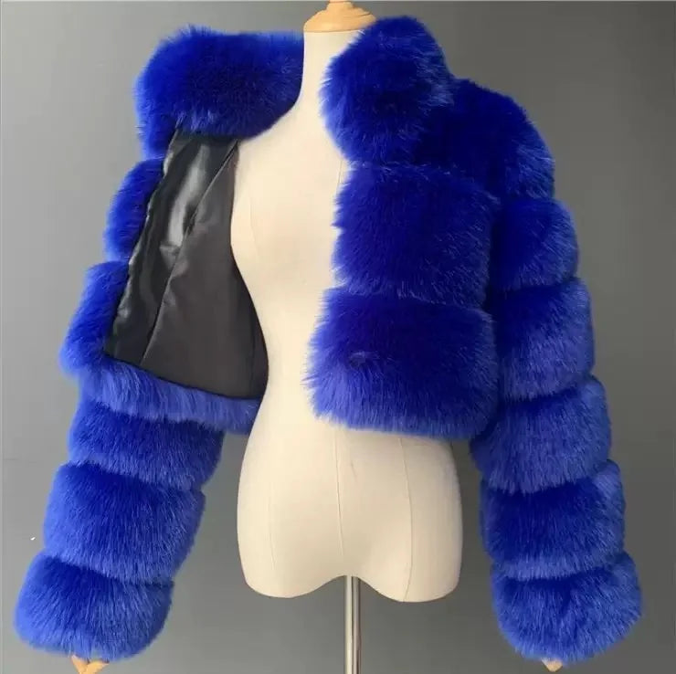 NEW Arrivals 10 Colors S-6XL Plus Size Women's Artificial Fur Jacket Versatile Faux Fur Short Jacket Outerwear Bomber Coats Evening Party Night Clubwear Coats Women Winter Apparel Supplies