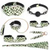 7/8 PCS Set Glow in the Dark BDSM Restraints Collar Handcuffs Blindfold Leopard Luminous Bondage Kit Sex Toys for Couples Fetish Sex Party Tools Set