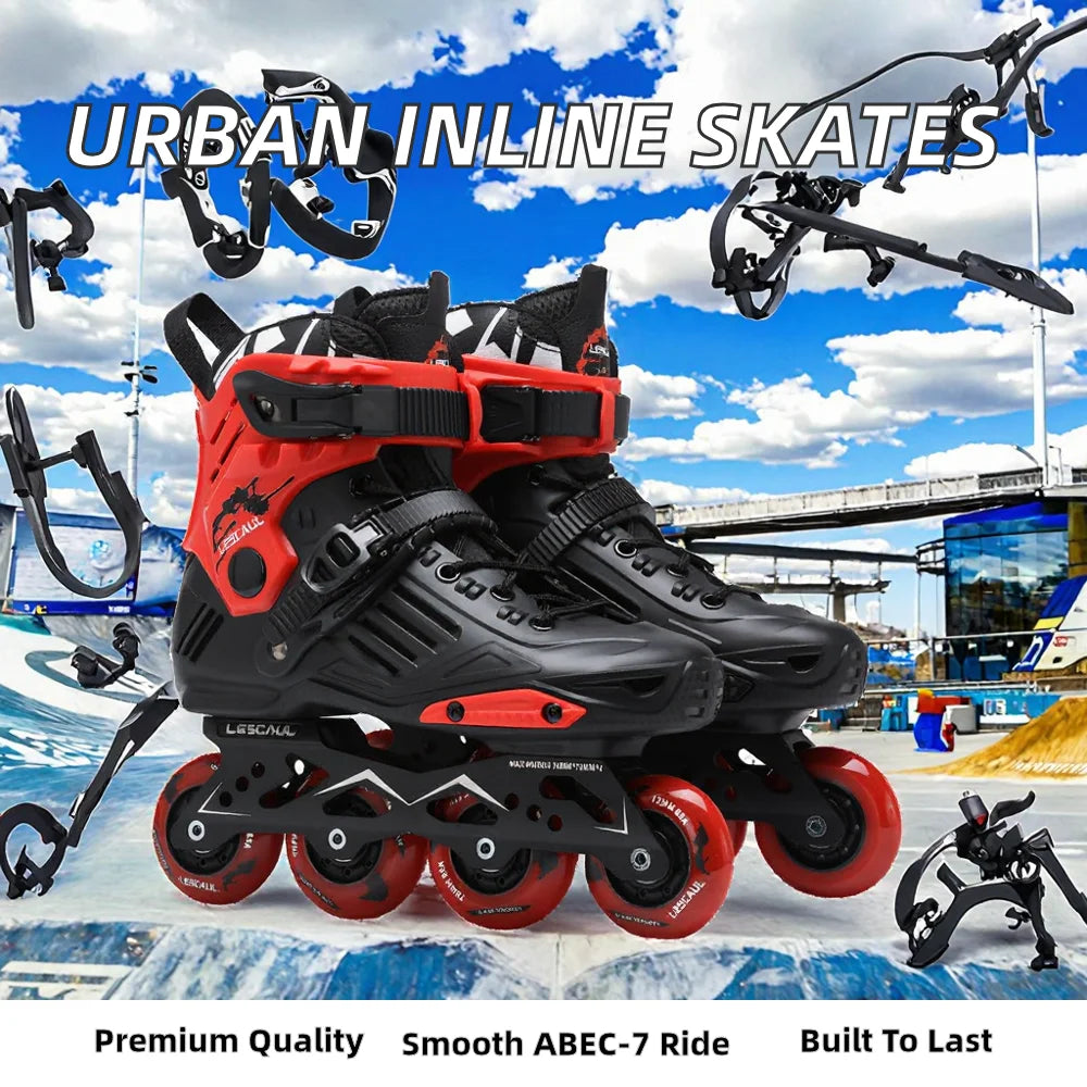 EU 35/46 Large Size Professional Slalom Inline Skates Carbon Fiber Boot 4x80mm Wheels CNC Frame ABEC-9 Precision Bearings Skates Women Men Outdoor Sports Supplies