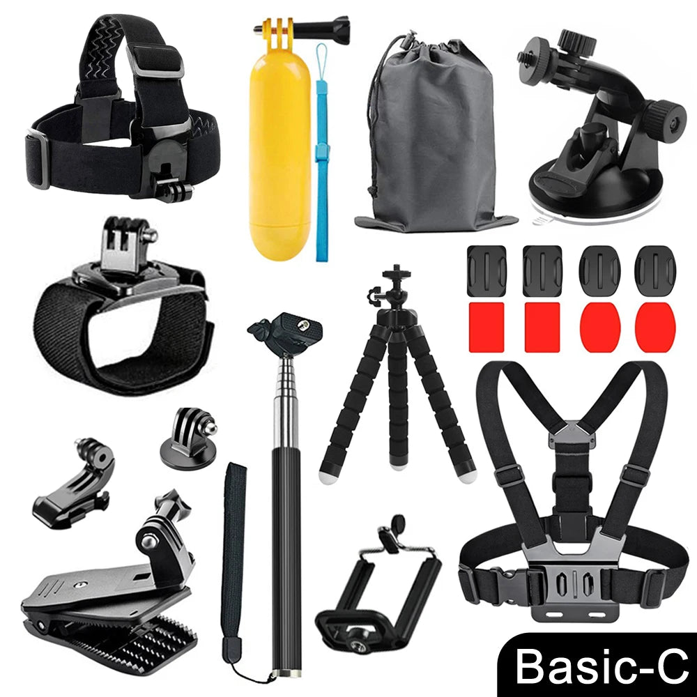 Full Set for Xiaomi GO-PRO SJ Camera Accessories Set for Go Pro Hero 13 12 11 10 9 8 7 6 5 4 Black Mount for DJI Insta360 for Sjcam Action Camera