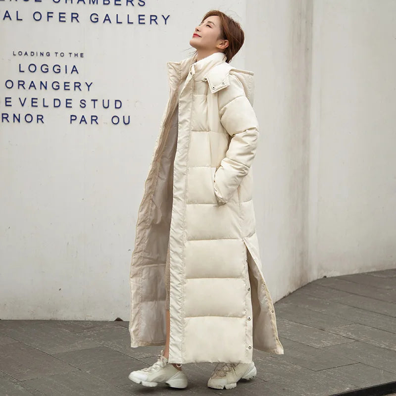 4 Colors M-3XL Plus Size Autumn Winter Women's Comfortable Parkas Coat Thick Warm Woven Block Hooded Jacket Long Parker Coat Casual Outerwear Ladies Winter Clothing Supplies