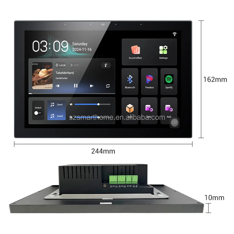 10-Inch Smart Home Wall Amplifier 2 RAM 16 ROM 8-Channel Speaker Output Two Zones Playback Home Theater System Google Play Home Smart Life Supplies