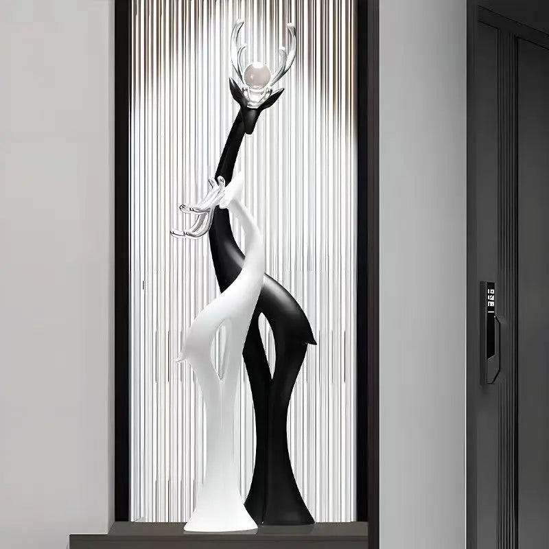 NEW Villa Home 67x45.5CM Entryway Art Decor Sculpture Entrance Hall Stands Tall to Attract Wealth and Good Fortune the Deer Ornament Exudes a Sense of Luxury Sculpture Home Decoration Supplies