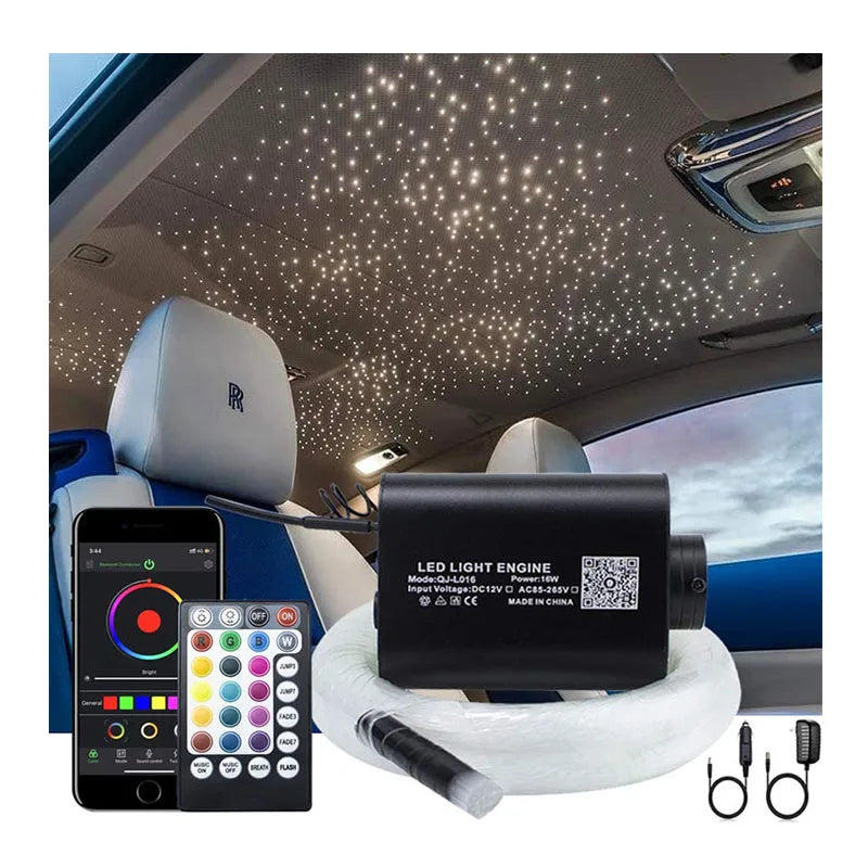 Galaxy Lights 16W RGBW Car Roof Star Light Interior LED Starry Ceiling Led Fiber Optic Lights App Control Dynamic Symphony Atmosphere Planet Starlight Decorative Projector Vehicle Lighting Decor Accessories