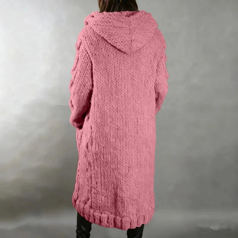 10 Colors S-5XL Plus Size Women's Trendy Long Cardigan Sweater Long Sleeve Single-Breasted Hooded Winter Coats for Ladies Women Knitted Sweater Coats