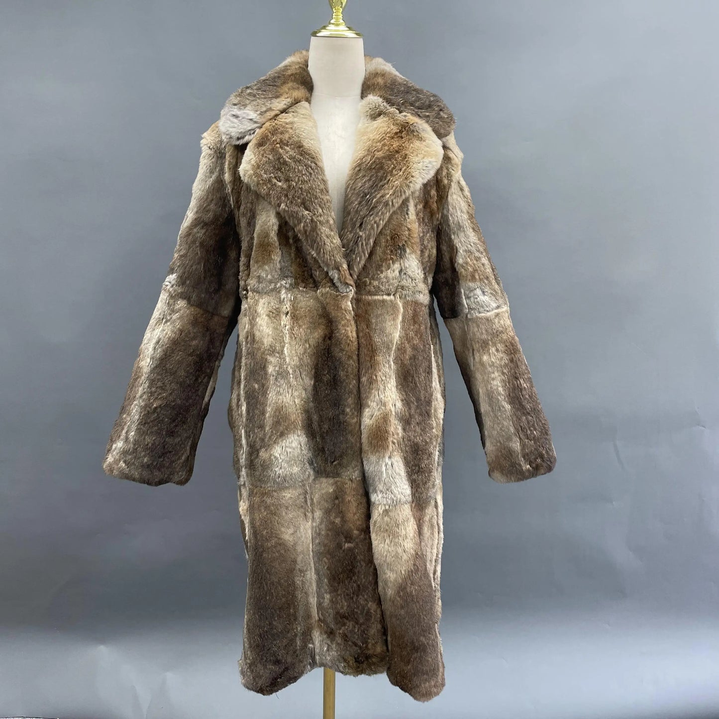 BEST PRICE Gray/Brown Color S-XL  Men's Real Natural Mink Fur Long Coat With Lapel Men's Rabbit Fur Coat Christmas Gift for Husband Lover Boyfriend Gentleman Winter Luxury Apparel Supplies