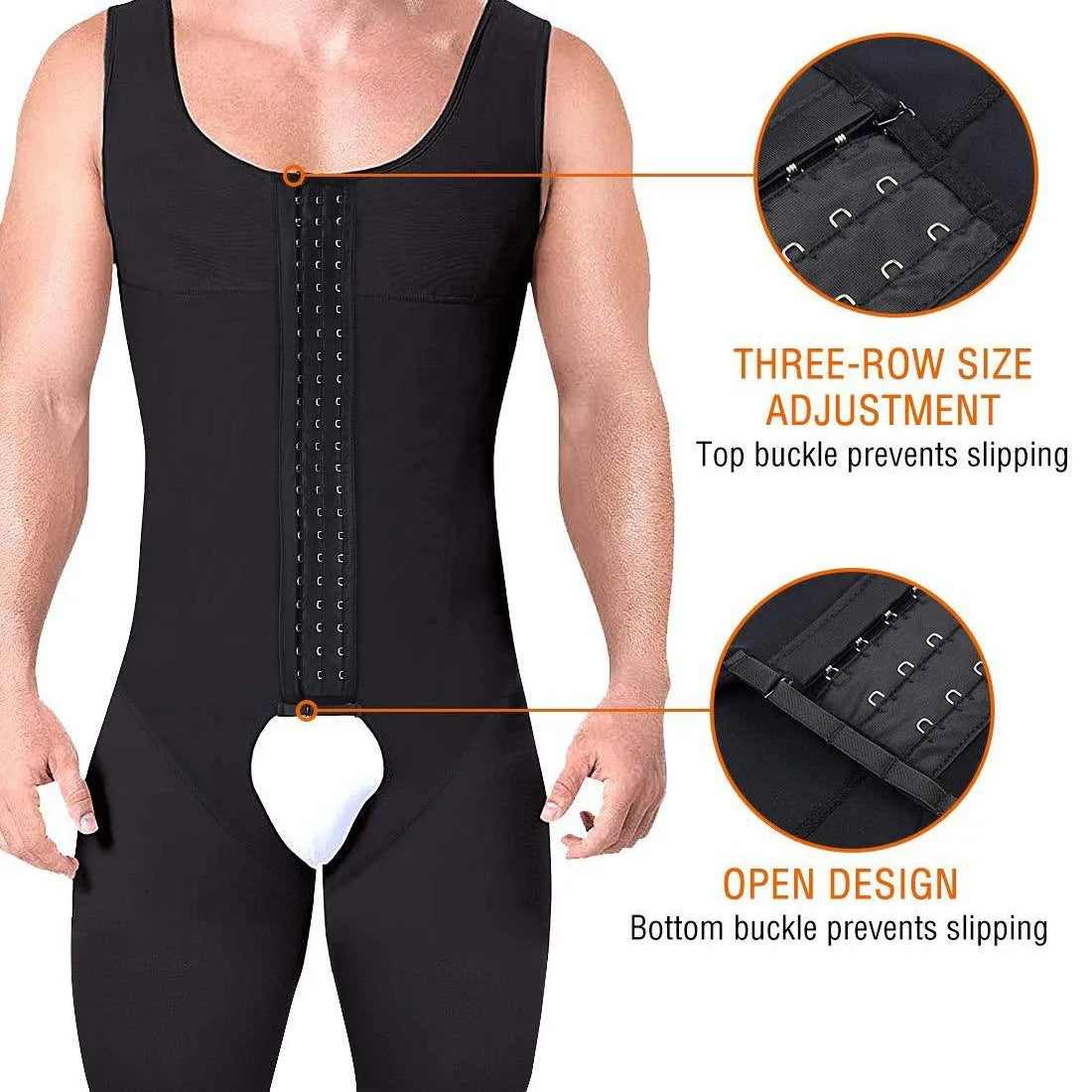 S-3XL Plus Size Black/Skin Color Men's Custom Shapewear Butt Lifting Bodysuit SU729# Male Slimming Full Body Shapewear Open Crotch Male Tight Shaping Underwear