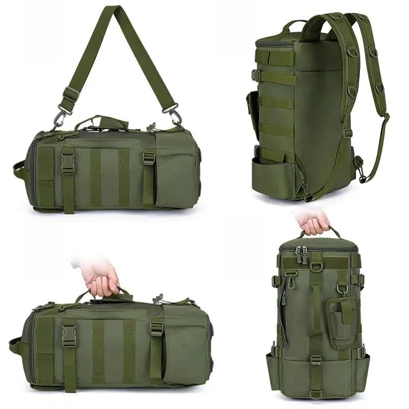 20L-35L Large-Capacity Multi-Functional Outdoor Fishing Bag Water-Repellent Sub-Bag Dry Wet Separation Mountable Fishing Rod Holder Fishing Accessories