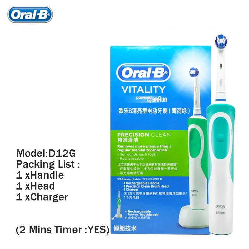 Original Oral-B Set Vitality 2D Electric Toothbrush Rechargeable Smart Teeth Whitening with Replacement Tooth Brush Heads Oral B Nozzles Women Men Oral Hygiene Accessories Personal Care Supplies