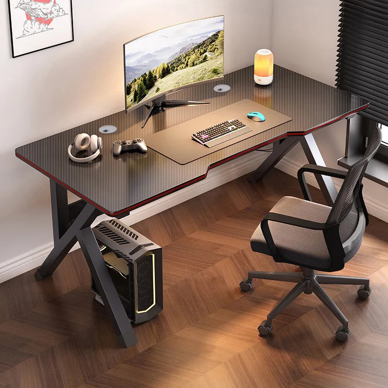 NEW Home Carbon Fiber Textured Gaming Office Desk Minimalist Bedroom Study Writing Table 140cm Office Computer Storage Organizer Home Use
