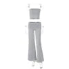 2 PCS Set 5 Colors  Crop Tube Tank Top and Flare Pants Sets Women's Spring Summer Clothing Sweat Suit Set Streetwear Outfit Ladies Casual Clothing Supplies