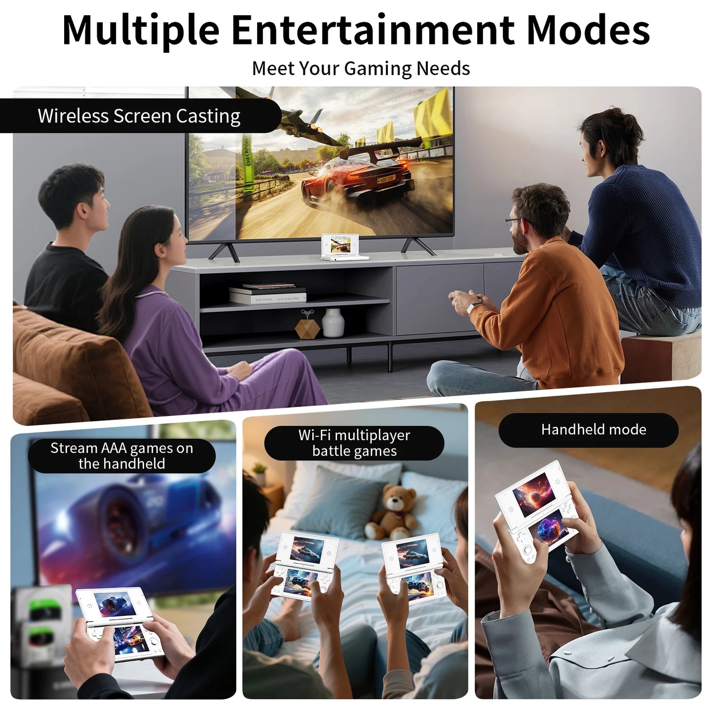 HOT SALE NEW  Set RG DS + Accessories Portable Bluetooth  WI-FI Android Handheld Game Players Touch Dual Screen 4.0-inch Handheld Game Console 3DS PSP Emulator PC Computer Gaming Devices
