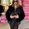 New Arrivals 5 Colors S-XL Women's Artificial Fox Fur Elegant Winter Warm Turn-Down Collar Down Filled Plain Dyed Woven  Plush Coat Outdoor Snow Boots Outerwear Jackets Ladies Winter Clothing Supplies