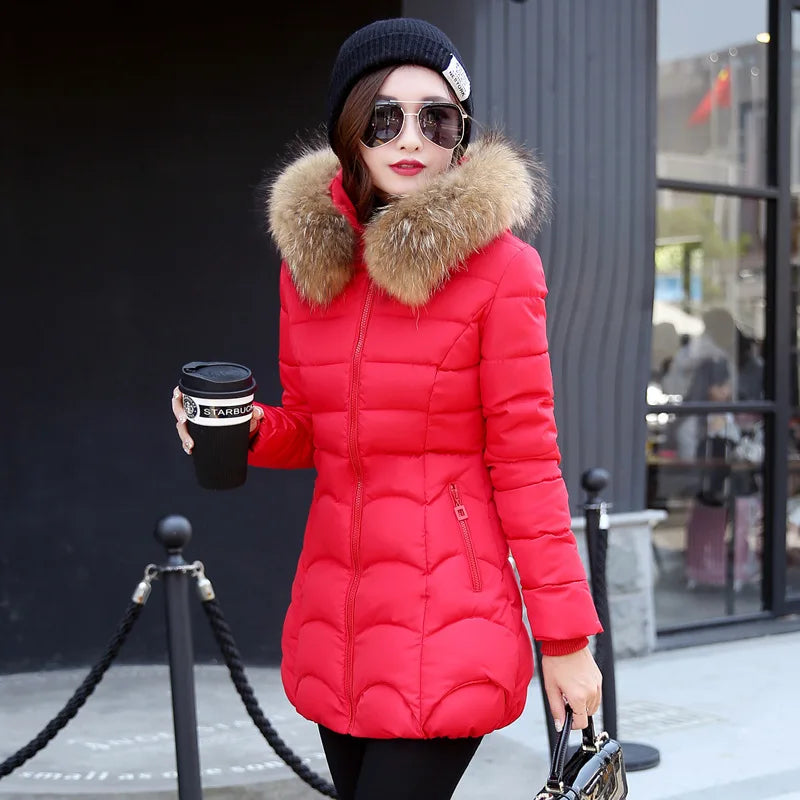 5 Colors S-3XL Plus Size Women's Thick Warm Long Winter Jacket Women Parkas Hooded Winter Warm Coat Snow Windbreaker Outerwear Jackets Ladies Winter Apparel Supplies