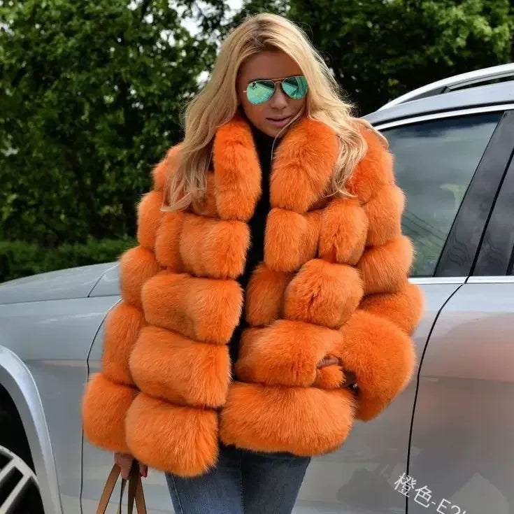 NEW Arrivals 10 Colors S-5XL Plus Size Luxury Fox Fur Winter Outfit Faux Fur Jacket Women Fur Coat Outerwear Jackets Night Clubwear Evening Party Luxury Coats Ladies Winter Apparel Supplies