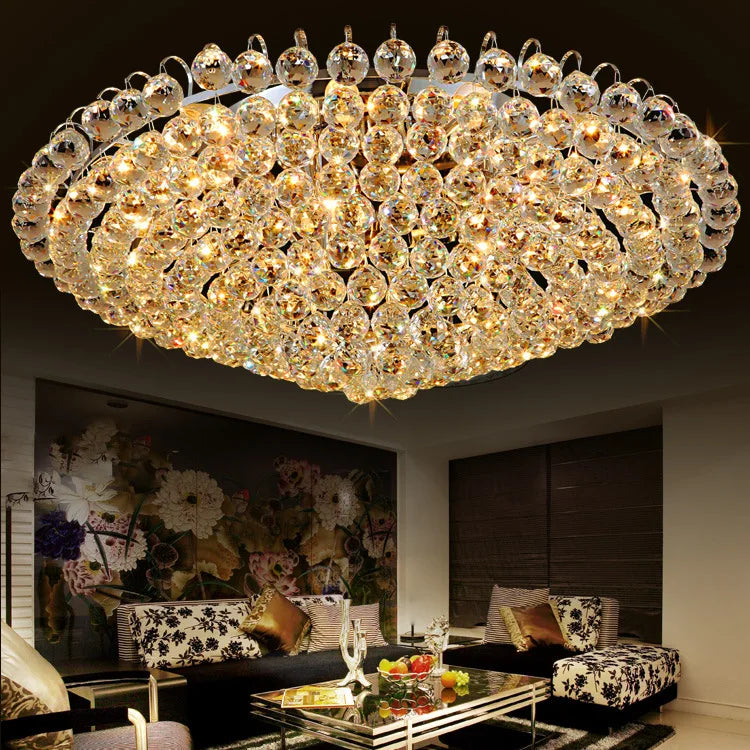 HOT SALE (Few Units Left) Villa Home Hotel Bar Lobby Italian Art Decoration European Style Circular Living Room Ceiling Light Luxurious Modern K9  Crystal Ceiling Lamp Bedroom Led Ceiling Lighting Supplies