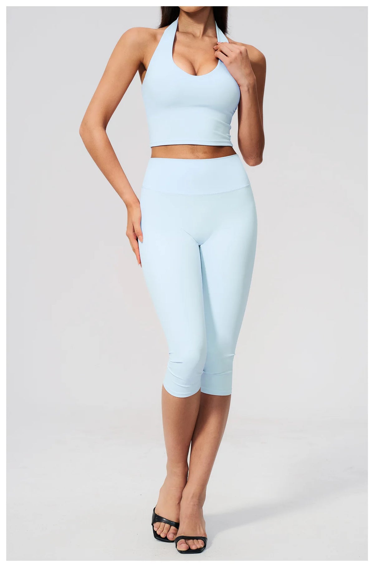 20 Colors S-XL Women's NEW  Brushed Yoga Capri Pants High Waist Elastic Waist Solid Slim Breathable Quick Dry Sweat-Wicking Knee  Outdoor Running Gym Fitness Women Sports Clothing