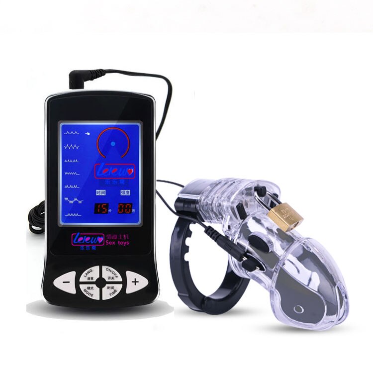 Electro Shock CB6000 Chastity Cage Ball Stretcher,Electric Stimulation Cock Cage,BDSM Timer Lock Ring Male Chastity Belt Sex Toy