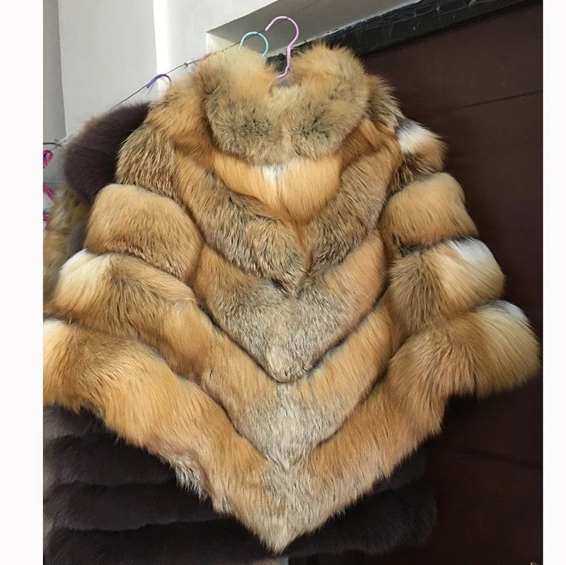 NEW Arrivals 4 Colors Women's Elegant Graceful Winter Women's Real Natural Fox Fur Coat Custom Design Fur Poncho Luxury Shawls Ladies Luxury Apparel Supplies