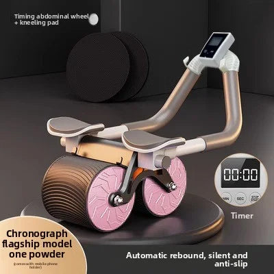 NEW Arrivals for Home Gym Household Fitness Equipment Automatically Rebounding Abdominal Wheel Elbow Support Roller Abdominal Wheel Counting Timer Women Men Workout Accessories Sport Supplies