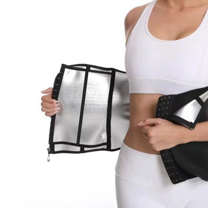 2 in 1 S-3XL Premium Women's Neoprene Waist Trainer Strap Sauna Wrap for Home Weight Loss Outdoor Running Gym Fitness Exercise Sweat Workout with Slimming Belt Belly Cincher Hooks