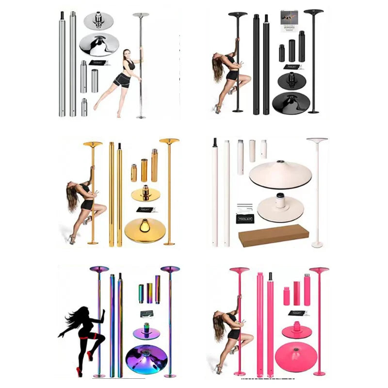 Home Dancing Studio 7 Colors +  Colorful Professional Dance Pole 45mm Premium Heavy Duty Stainless Steel Professional Grade Dancing 360 Rotation Adjustable Height