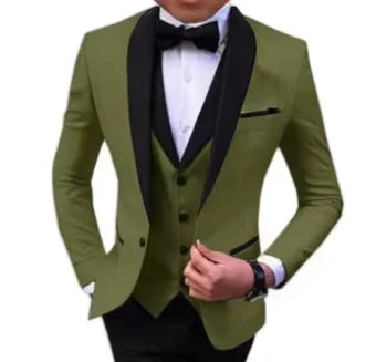 3 PCS Set 8 Colors Boys Luxury Suit Blazer Vest Pants Jacket Gentleman Clothes Sets 3-16T Kids Wedding Guest Evening Prom Birthday Party Formal Clothing Wedding Suits Children Luxury Apparel Supplies