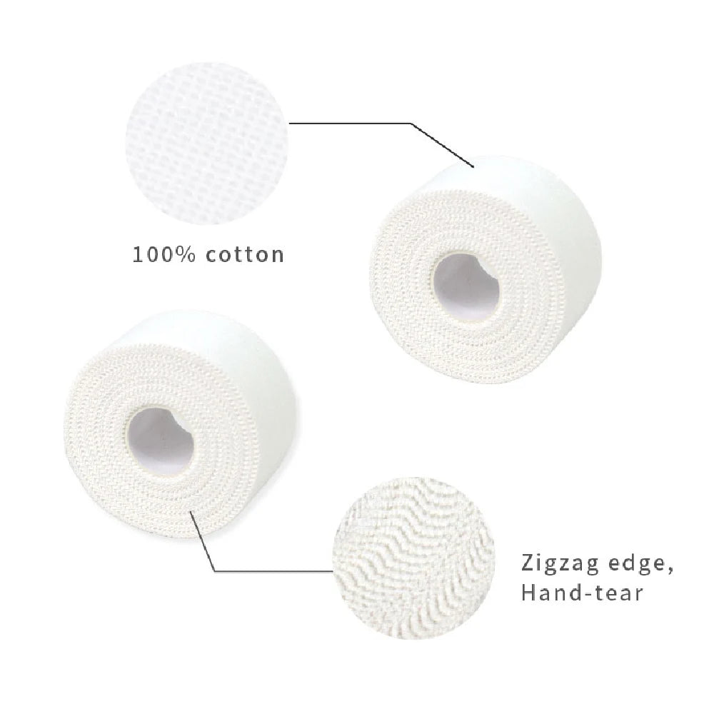 Customized Logo 10cm Width White Cotton Athletic Sports Tape Rayon Kinesiology Bandage Zinc Oxide Glue for Ankle Finger Knee Arms for Outdoor Running Gym Cycling Fitness Sports Accessories