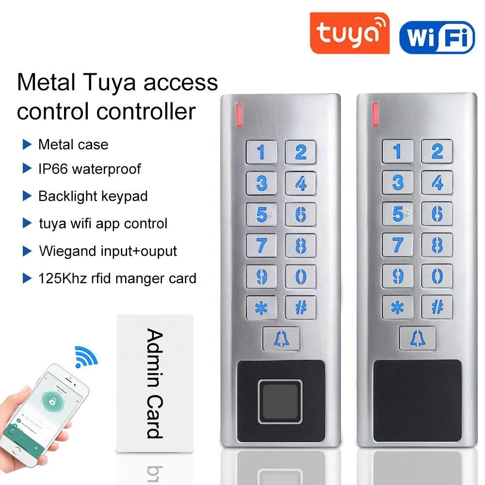 Home Villa Hotel Office Waterproof Standalone Metal Wi-Fi TUYA App Fingerprint RFID Access Control Keypad Digital Panel Password Access Controller Home Security Accessories