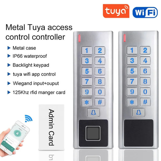 Home Villa Hotel Office Waterproof Standalone Metal Wi-Fi TUYA App Fingerprint RFID Access Control Keypad Digital Panel Password Access Controller Home Security Accessories