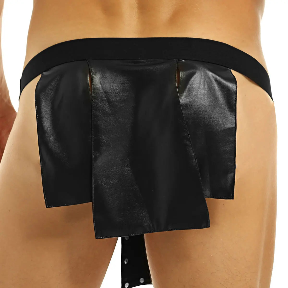 Gay/Men Sexy Lingerie Low Rise Faux Leather Soft Novelty Metal Studded Kilt Underwear Skirt Adult Clubwear Rave Party Costume Hot