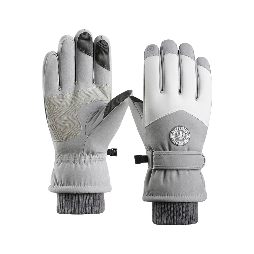 Purple/Black/Dark Gray Color Women Professional Ski Gloves Waterproof Windproof Thick Fleece Lined Touch Screen PU Anti Slip Mountaineering Skiing Durable Warm Design