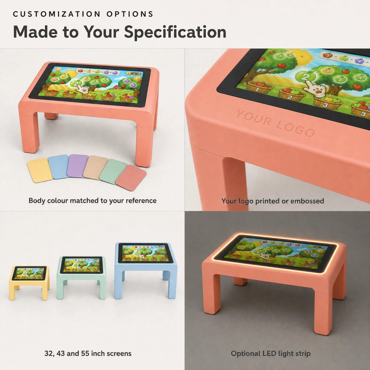 55* Inch Android Waterproof LED Tube Kids Interactive Touch Screen Game Table Home School Educational Learning Table Screen