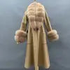 Boutique Gala HOT SALE 15 Colors Cashmere With Natural Real Fox Double Sided Sheep Wool Fur Coat With Real Fox Collar Winter Warm Custom Cashmere Outerwear Coat Evening Business Party Prom Celebrity Clothes