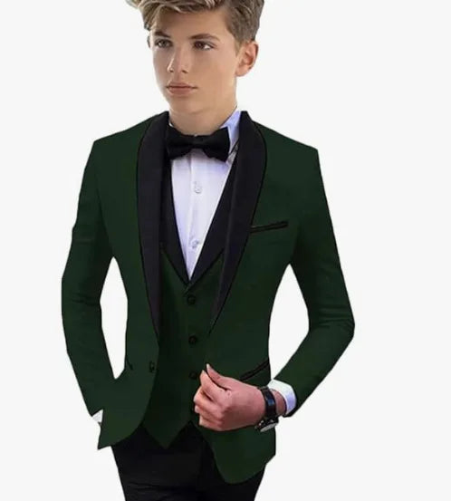 3 PCS Set 8 Colors Boys Luxury Suit Blazer Vest Pants Jacket Gentleman Clothes Sets 3-16T Kids Wedding Guest Evening Prom Birthday Party Formal Clothing Wedding Suits Children Luxury Apparel Supplies