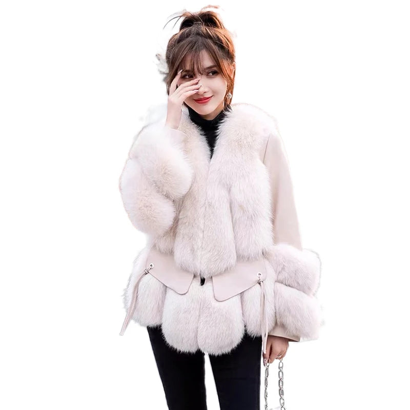 5 Colors Luxury Casual Breathable Thick Women's Real Natural Fox Fur Coat Winter Warm Jacket Outerwear Female Winter Streetwear Apparel Clothing Supplies