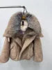 TikTok Most Popular 15 Colors Top Quality Unique Winter Luxurious Cashmere Loose Puffer Bomber Jacket Goose Down Jacket with Natural Red Silver Fox Fur Coat Girls Outerwear Jackets Women Winter Apparel Supplies