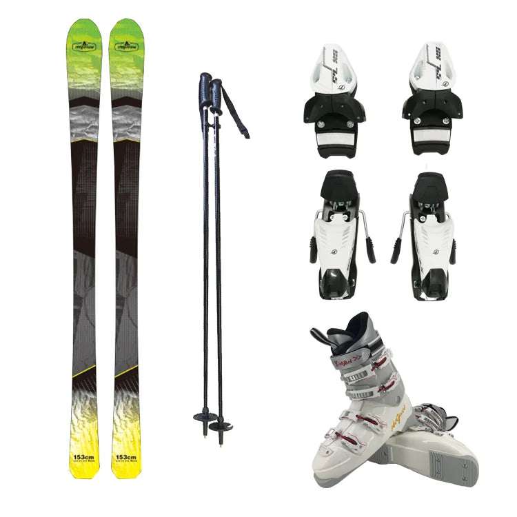 NEW Set Women Men Professional Alpine Ski Boot Set Binding Shoes Pole Brand Mountaineering Skateboard Winter Sports Supplies