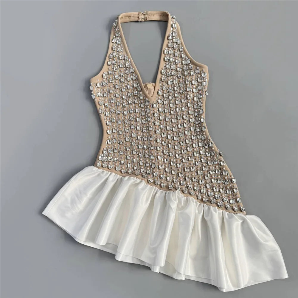 Boutique Gala HOT SALE New Design Rayon Dress Women's Sexy Night Clubwear Evening Prom  Party Wedding Guest Women Hand Beading Sexy Mini Celebrity Gown Ladies Sexy Apparel Supplies
