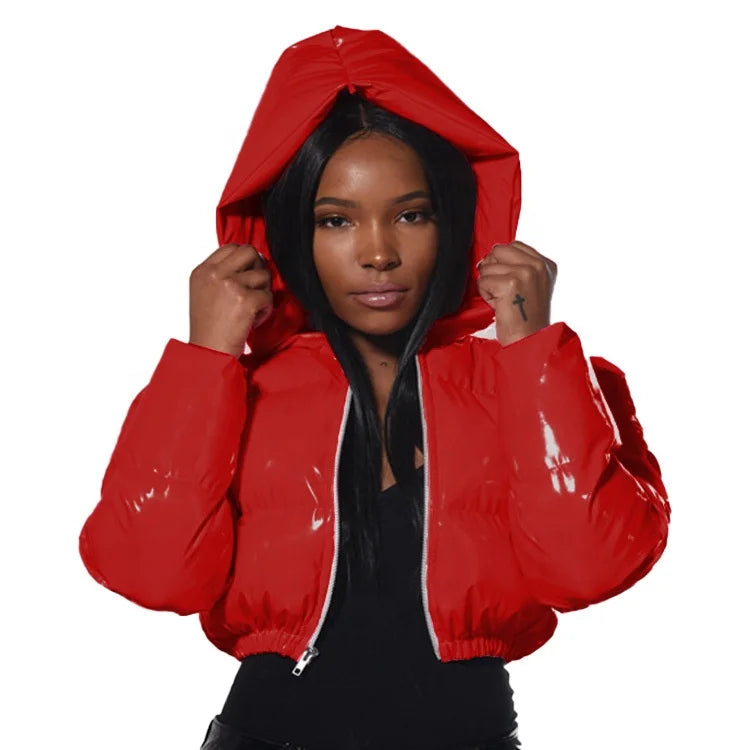 NEW Arrivals S-XL 8 Colors Female Winter Down Coat PU Leather Quilted Parkas Mid-Long Puffer Bomber Cropped Bubble Coats Warm Out Wear Windproof Jackets Women Winter Apparel Supplies