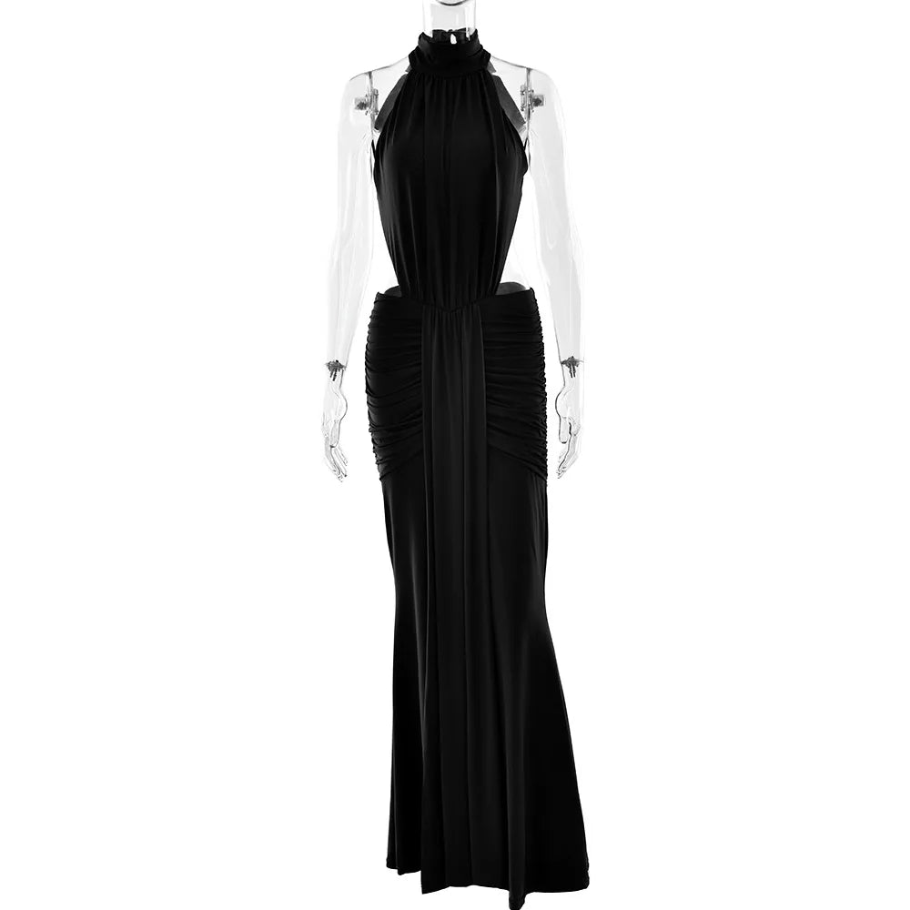 NEW Arrivals 4 Colors Women Boutique Selling Summer Sexy Sleeveless Halter Maxi Dress Sexy Party Backless Evening Party Dresses Night Clubwear Prom Gowns Ladies Sexy Clothing Supplies