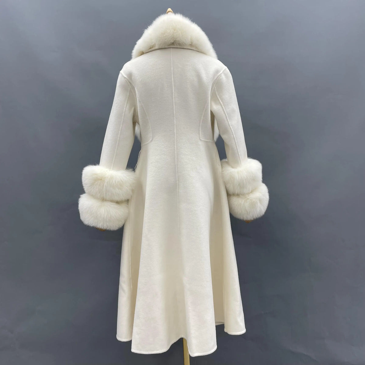 Boutique Gala HOT SALE 15 Colors Cashmere With Natural Real Fox Double Sided Sheep Wool Fur Coat With Real Fox Collar Winter Warm Custom Cashmere Outerwear Coat Evening Business Party Prom Celebrity Clothes
