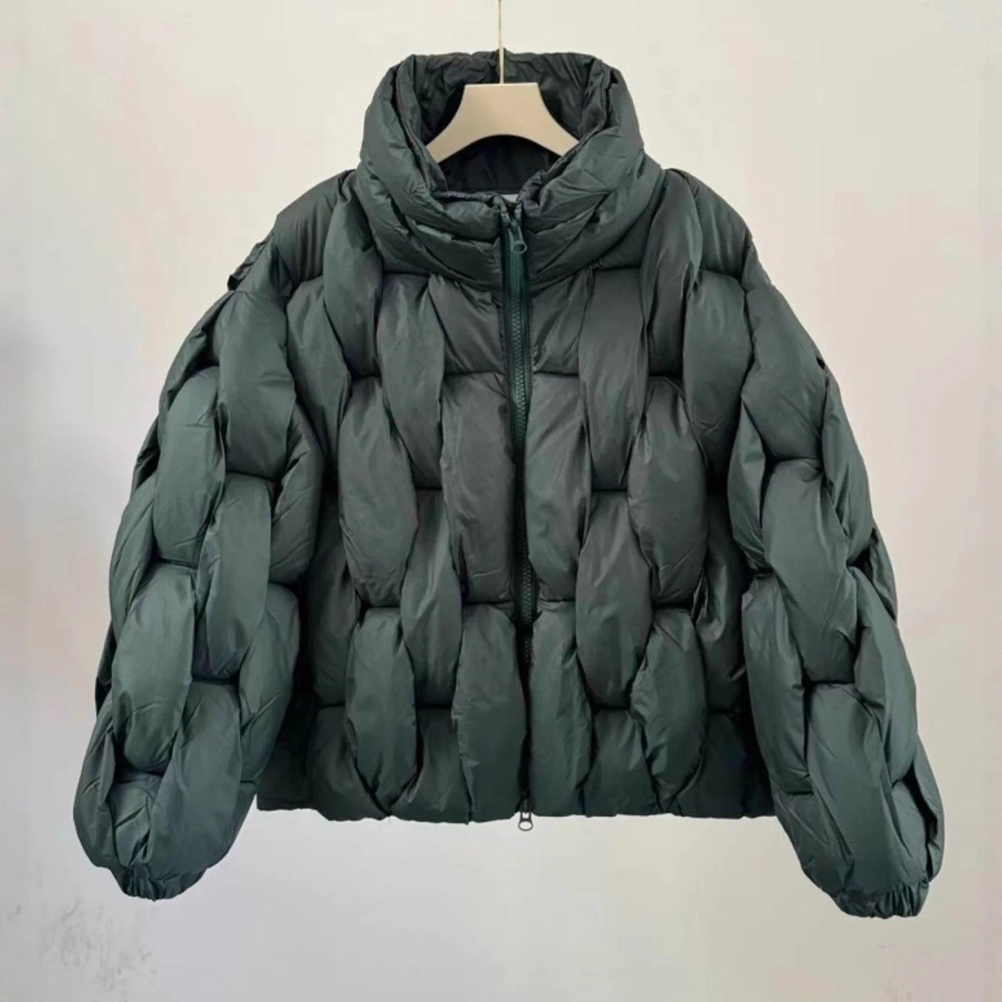 Brown/Black/Khaki Color Unique Knit Design Casual Stand Loose Thick Women Down Windbreaker Coat Custom Size Simple Winter Women's Coats Snow Outerwear Jackets Women Winter Apparel Accessories