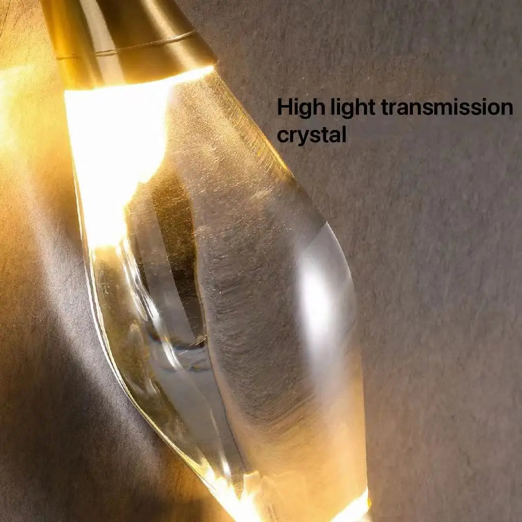 Villa Home Luxury K9 Crystal All Copper Wall Lamp Modern Simple Bedroom Bedside Bracket Light Decoration Hallway Art LED Wall Fitting Home Lighting Supplies