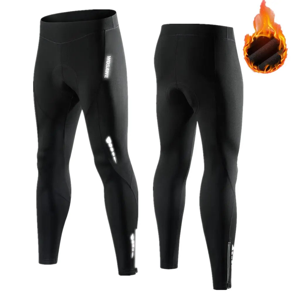 NEW Arrivals S-3XL US/EU Size Men Winter Fleece Cycling Thermal Pants Mountain Bike Gel Padded Tights Windproof Leggings Bicycle Clothing Thermal MTB Bike Long Trousers Sports Apparel Supplies